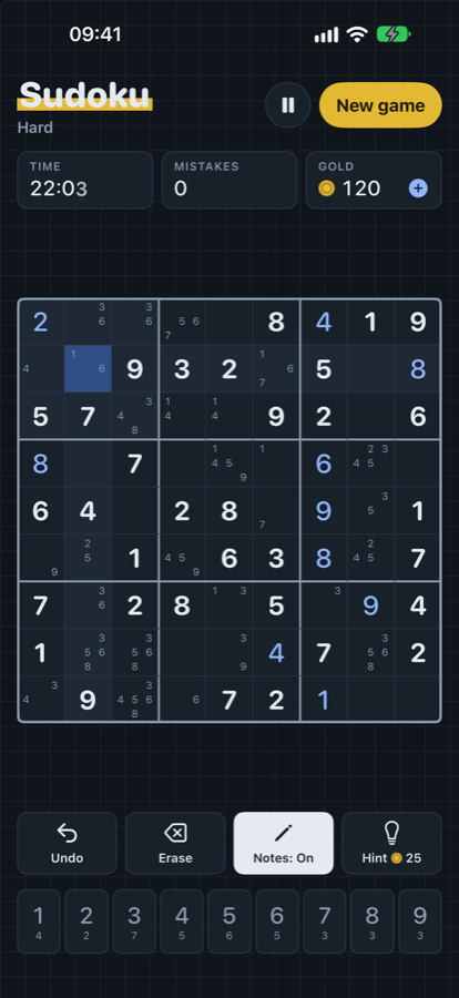 Notes mode in dark mode